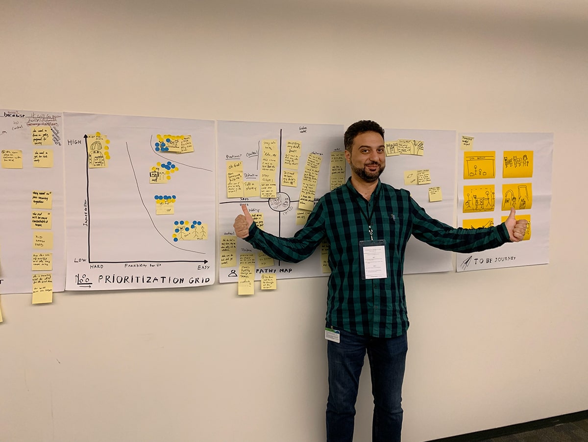 Nareg presenting at a team offsite
